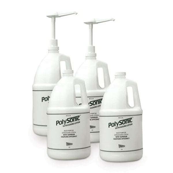 20-50 Polysonic Ultrasound Lotion Aloe Vera, 4 Polysonic Gallon with 2 Dispenser and 1 Dispenser Pump